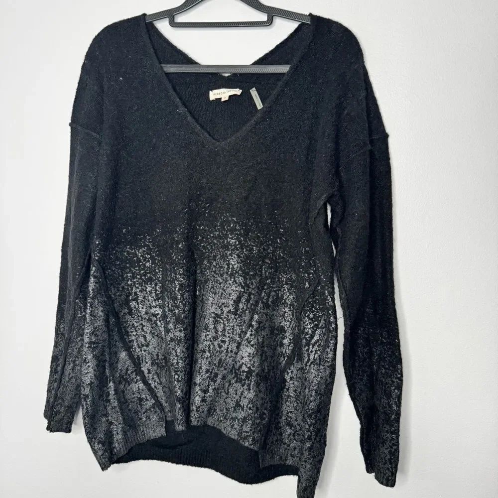 Rebecca Taylor Black and Gray Gradient Sweater